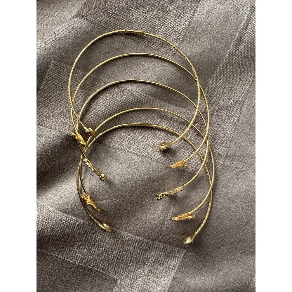 Alex & Ani Cinerama Jewelry Goldtone Cuff Bangle Set of 5 Adjustable Topaz Color - Picture 5 of 16